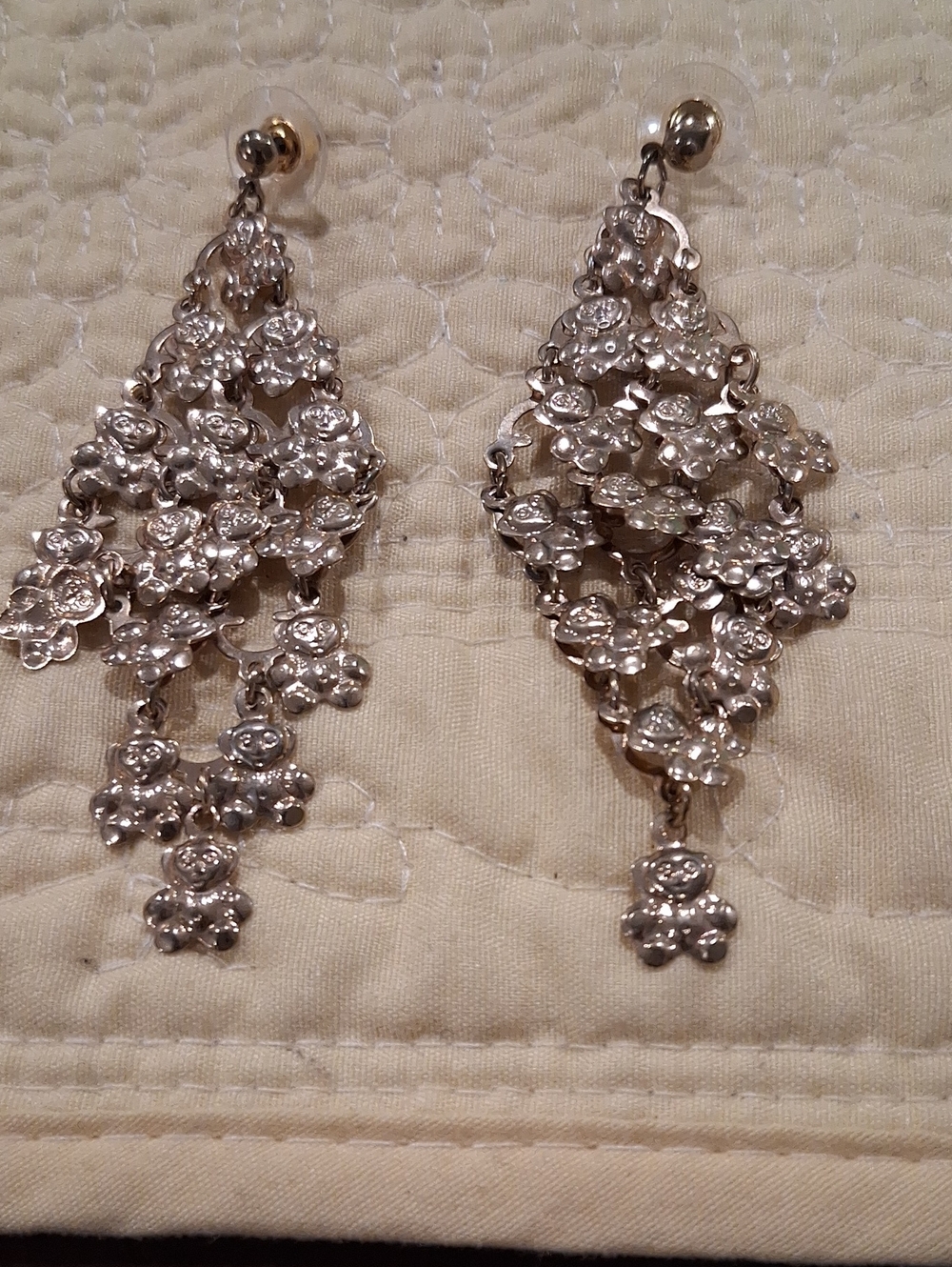 Goldtone Floral Chandelier Drop Earrings Pierced